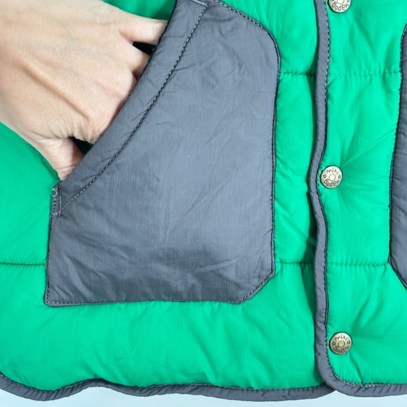 Mini Boden Colorblock Puffer Vest 9-10Y Snap Pockets Green Yellow Outdoor Fall - Picture 3 of 10